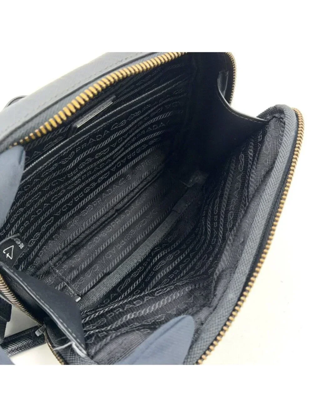 Prada Brick Re-Nylon Leather Nylon Black Shoulder Bag Silver